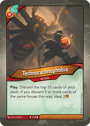 Technorachnophobia, a KeyForge card illustrated by BalanceSheet