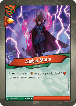 Æmber Storm, a KeyForge card illustrated by Diego Mattos
