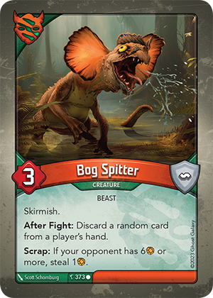 Bog Spitter, a KeyForge card illustrated by Scott Schomburg