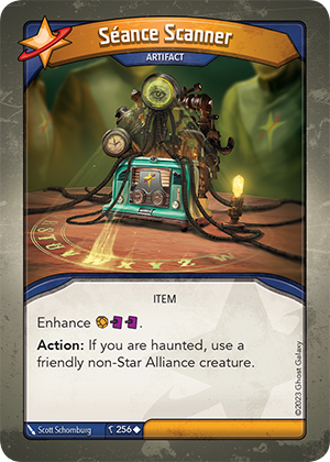 Séance Scanner, a KeyForge card illustrated by Scott Schomburg