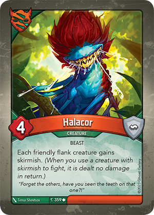 Halacor, a KeyForge card illustrated by Timur Shevtsov