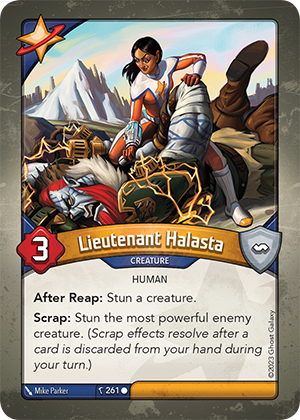 Lieutenant Halasta, a KeyForge card illustrated by Mike Parker