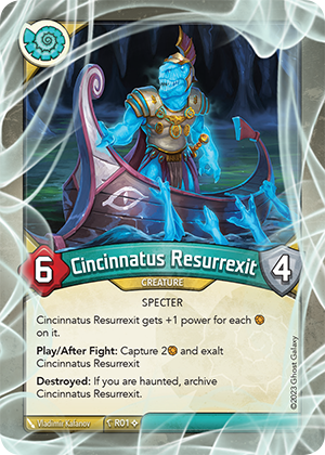 Cincinnatus Resurrexit, a KeyForge card illustrated by Vladimir Kafanov