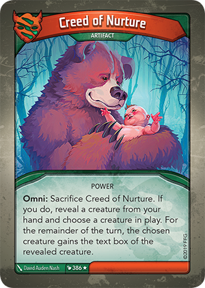 Creed of Nurture, a KeyForge card illustrated by David Auden Nash