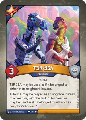 T3R-35A, a KeyForge card illustrated by Vladimir Kafanov