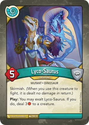 Lyco-Saurus, a KeyForge card illustrated by David Auden Nash