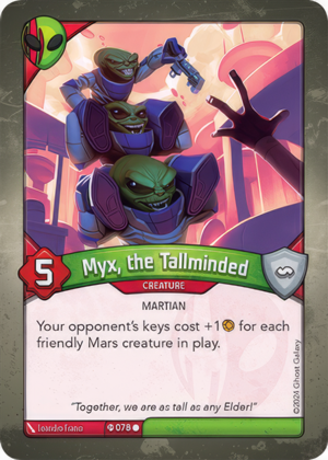 Myx, the Tallminded (Ironyx Rebels), a KeyForge card illustrated by Leandro Franci