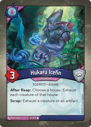 Hukaru Icefin, a KeyForge card illustrated by Ilham Zaka