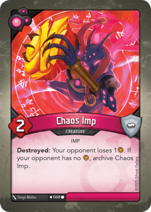 Chaos Imp, a KeyForge card illustrated by Diego Mattos