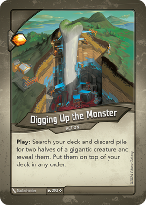 Digging Up the Monster, a KeyForge card illustrated by Marko Fiedler