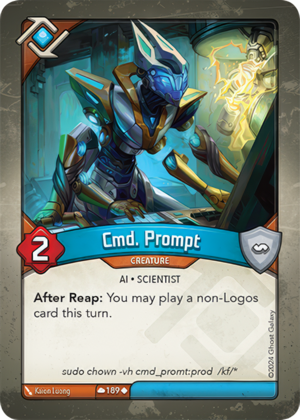 Cmd. Prompt, a KeyForge card illustrated by Kaion Luong