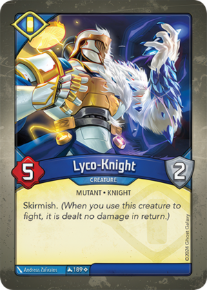 Lyco-Knight, a KeyForge card illustrated by Andreas Zafiratos