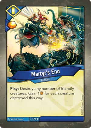 Martyr’s End, a KeyForge card illustrated by Michele Giorgi