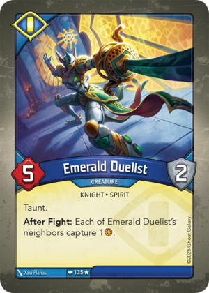 Emerald Duelist, a KeyForge card illustrated by Spirit