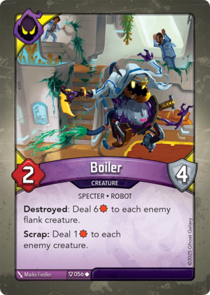 Boiler, a KeyForge card illustrated by Marko Fiedler