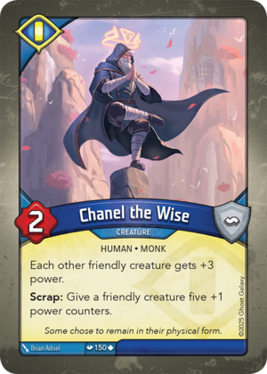 Chanel the Wise, a KeyForge card illustrated by Brian Adriel