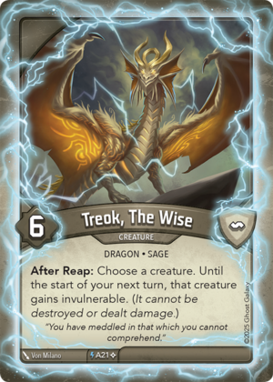 Treok, The Wise (Anomaly), a KeyForge card illustrated by Dragon