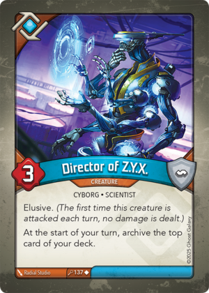 Director of Z.Y.X., a KeyForge card illustrated by Radial Studio