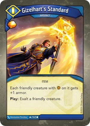 Gizelhart’s Standard, a KeyForge card illustrated by Konstantin Porubov
