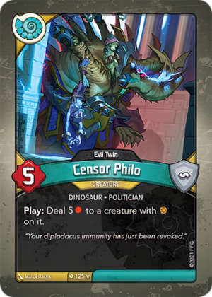 Censor Philo (Evil Twin), a KeyForge card illustrated by Marc Escachx