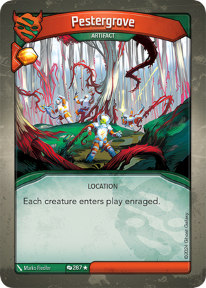 Pestergrove, a KeyForge card illustrated by Marko Fiedler