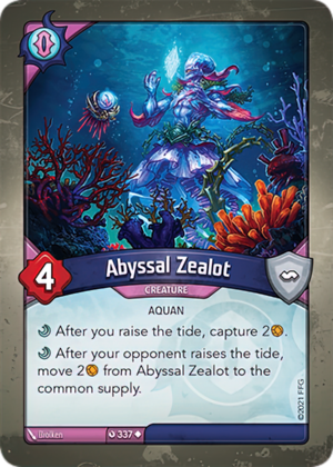 Abyssal Zealot, a KeyForge card illustrated by Aquan