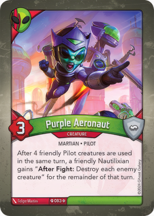 Purple Aeronaut (Ironyx Rebels), a KeyForge card illustrated by Felipe Martini