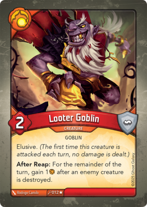 Looter Goblin, a KeyForge card illustrated by Rodrigo Camilo