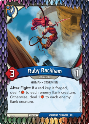 Ruby Rackham, a KeyForge card illustrated by Stormkin
