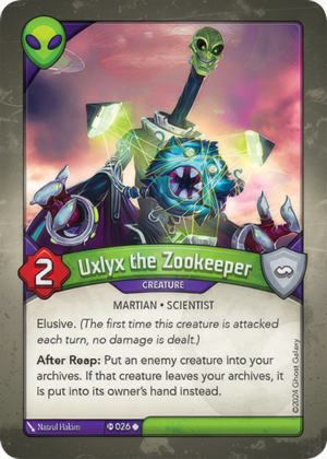 Uxlyx the Zookeeper (Elders), a KeyForge card illustrated by Nasrul Hakim
