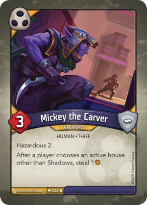 Mickey the Carver, a KeyForge card illustrated by Sonderflex Studio
