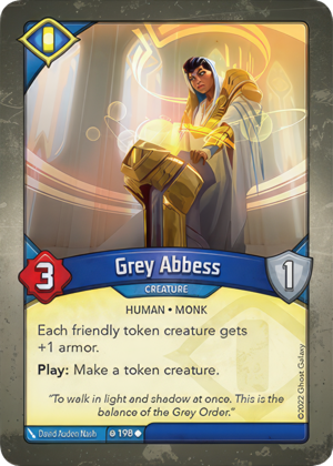 Grey Abbess, a KeyForge card illustrated by David Auden Nash