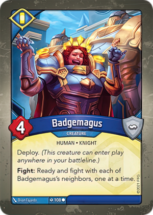 Badgemagus, a KeyForge card illustrated by Brian Fajardo