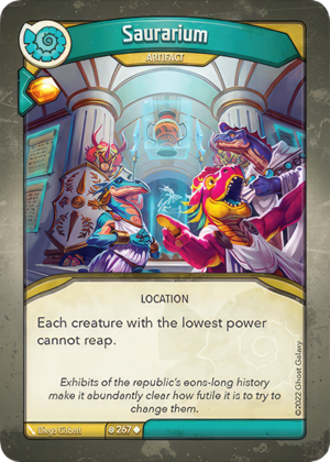 Saurarium, a KeyForge card illustrated by Diego Gisbert