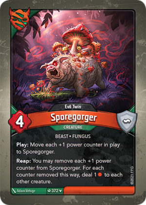 Sporegorger (Evil Twin), a KeyForge card illustrated by Adam Vehige