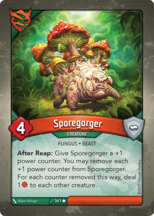 Sporegorger, a KeyForge card illustrated by Adam Vehige