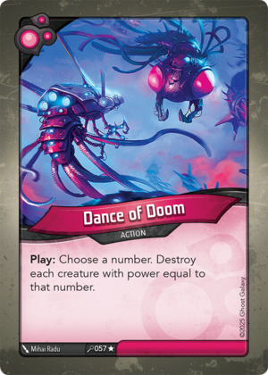 Dance of Doom, a KeyForge card illustrated by Mihai Radu