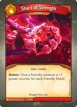 Shard of Strength, a KeyForge card illustrated by Andreas Zafiratos