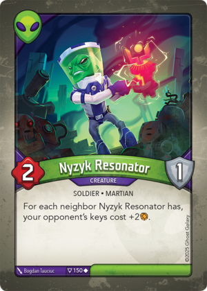 Nyzyk Resonator, a KeyForge card illustrated by Martian