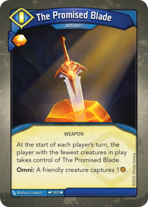 The Promised Blade, a KeyForge card illustrated by Matheus Schwartz