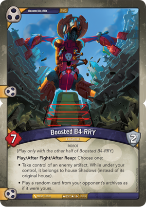 Boosted B4-RRY, a KeyForge card illustrated by Marko Fiedler