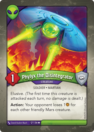 Phylyx the Disintegrator, a KeyForge card illustrated by David Auden Nash