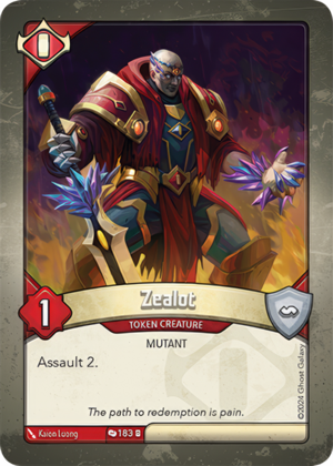 Zealot, a KeyForge card illustrated by Kaion Luong