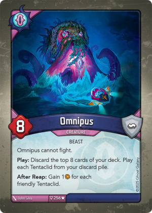 Omnipus, a KeyForge card illustrated by John Silva