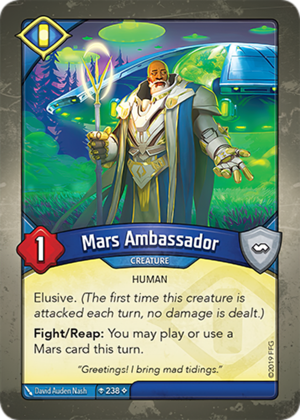 Mars Ambassador, a KeyForge card illustrated by David Auden Nash