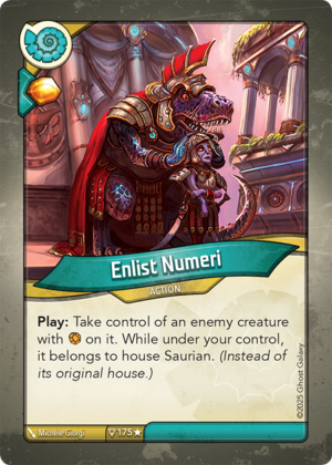 Enlist Numeri, a KeyForge card illustrated by Michele Giorgi