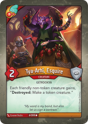 Tya-Arhĭ, Esquire, a KeyForge card illustrated by Caravan Studio