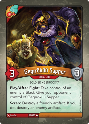 Gegrrŏkŭŭ Sapper, a KeyForge card illustrated by Ivan Tao