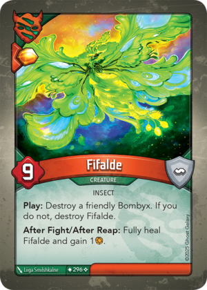 Fifalde, a KeyForge card illustrated by Liiga Smilshkalne