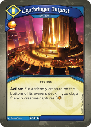 Lightbringer Outpost, a KeyForge card illustrated by BalanceSheet